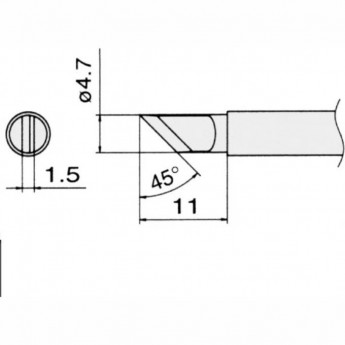 Жало для паяльника HAKKO T13 косой нож ⌀4.7×1.5×11 мм 45° T13-KR