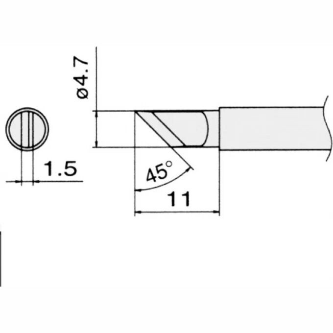Жало для паяльника HAKKO T13 косой нож ⌀4.7×1.5×11 мм 45° T13-KR