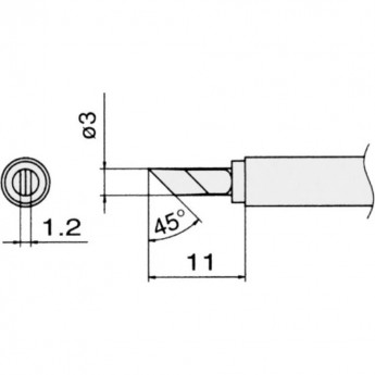 Жало для паяльника HAKKO T13 нож со скосом ⌀3×1.2×11 мм 45° T13-KU