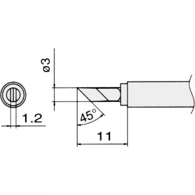 Жало для паяльника HAKKO T13 нож со скосом ⌀3×1.2×11 мм 45° T13-KU