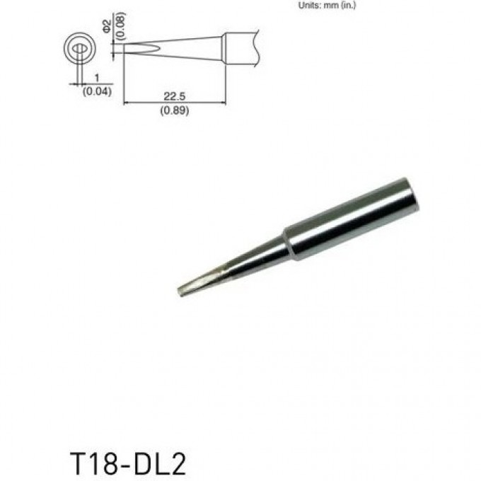 Жало для паяльника клиновидное HAKKO T18 Серия 2x22.5 мм T18-DL2