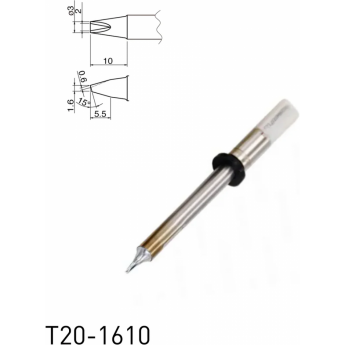 Жало для паяльника HAKKO Серия T20 сложной формы с V-образной канавкой ⌀3 × 5.5 × 10 мм 15° T20-1610