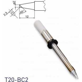 Жало для паяльника коническое со скосом HAKKO T20 ⌀2 × 12 мм 45° T20-BC2