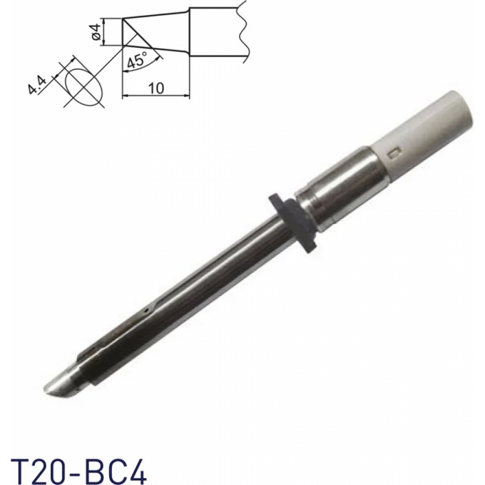 Жало для паяльника коническое со скосом HAKKO T20 4×10 мм 45° T20-BC4