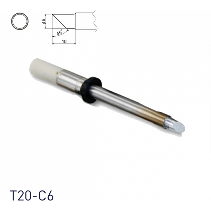 Жало для паяльника HAKKO T20 коническое со скосом 6x10 мм 45° T20-C6