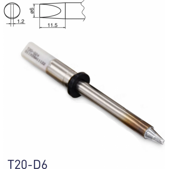 Жало для паяльника клиновидное HAKKO T20 6×1.2×11.5 мм T20-D6
