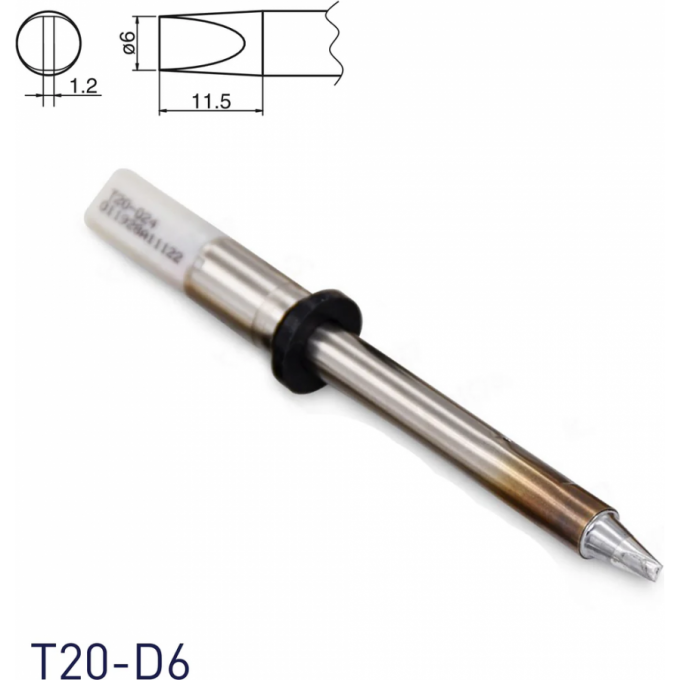 Жало для паяльника клиновидное HAKKO T20 6×1.2×11.5 мм T20-D6