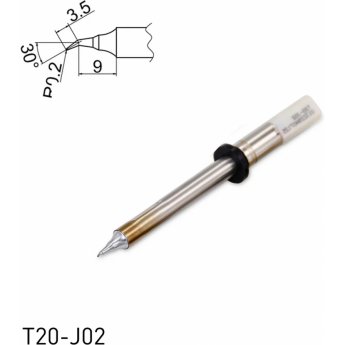 Жало для паяльника коническое изогнутое HAKKO Серия T20 R 0.2×3.5×9 мм 30° T20-J02