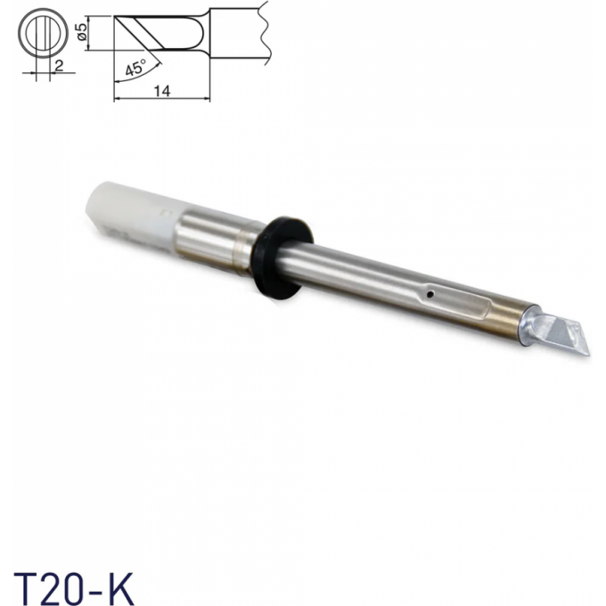 Жало для паяльника HAKKO T20 косой нож 5×2×14 мм 45° T20-K