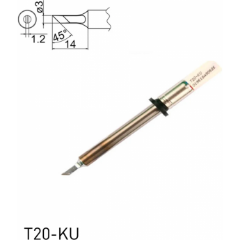 Жало для паяльника косой нож HAKKO T20 3×1.2×14 мм 45° T20-KU