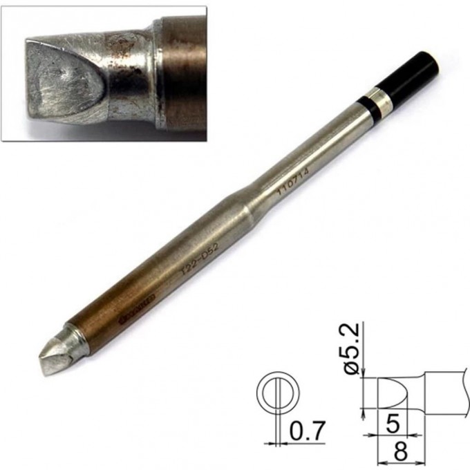 Жало для паяльника клиновидное HAKKO T22 Серия T22D52 ⌀5.2×8 мм T22-D52