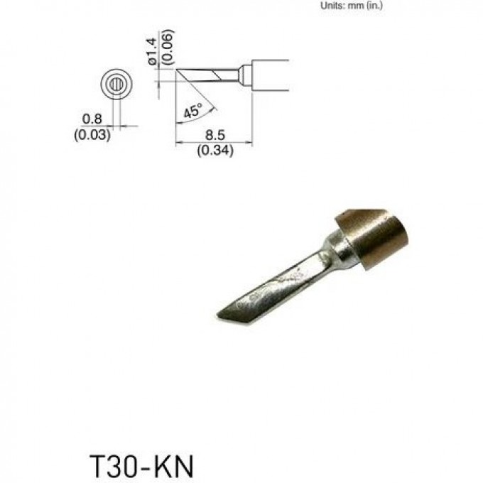 Жало для паяльника HAKKO T30 косой нож ⌀1.4×8.5 мм 45° T30-KN