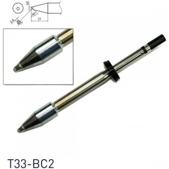 Паяльное жало коническое со скосом HAKKO T33 ⌀2×2.6×17 мм 45° T33-BC2
