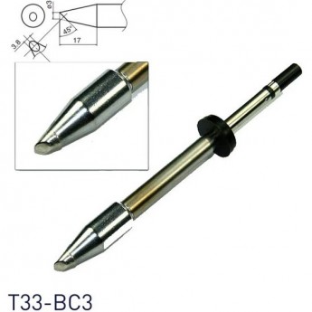 Паяльное жало коническое со скосом HAKKO T33 ⌀3×3.8×17 мм 45° T33-BC3
