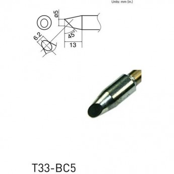 Паяльное жало коническое со скосом HAKKO T33 ⌀5 × 6.2 × 13 мм 45° T33-BC5