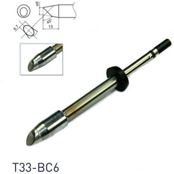 Паяльное жало коническое со скосом HAKKO Серия T33 ⌀6x6.7x13 мм 45° T33-BC6