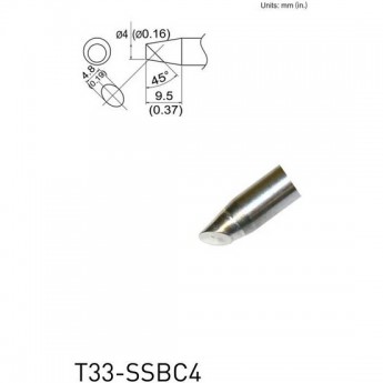 Паяльное жало коническое со скосом HAKKO T33 Series ⌀4 × 4.8 × 9.5 мм 45° T33-SSBC4