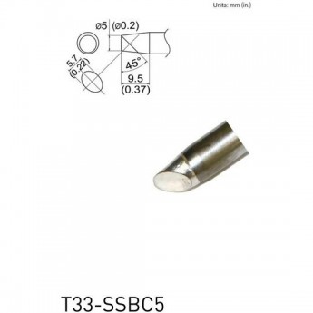Паяльное жало HAKKO T33 конический со скосом Ø5×5.7×9.5 мм 45° T33-SSBC5