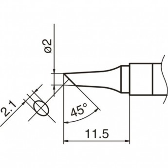 Паяльное жало коническое со скосом HAKKO Серия T36 ⌀2×2.1×11.5 мм 45° T36-BC2