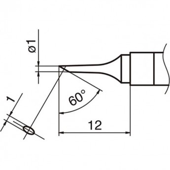 Паяльное жало HAKKO коническое со скосом ⌀1×1×12 мм 60° T36-C1