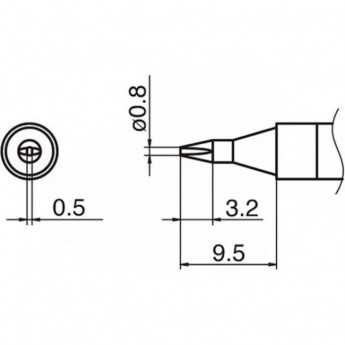Паяльное жало HAKKO T36 клиновидное ⌀0.8×9.5 мм T36-D08