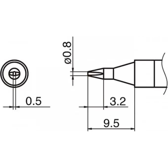 Паяльное жало HAKKO T36 клиновидное ⌀0.8×9.5 мм T36-D08
