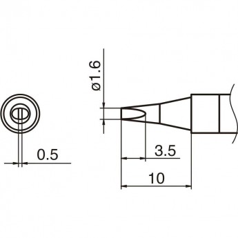 Паяльное жало клиновидное HAKKO T36D16 для паяльника FN1102 ⌀1.6×10 мм T36-D16