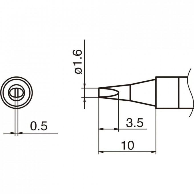 Паяльное жало клиновидное HAKKO T36D16 для паяльника FN1102 ⌀1.6×10 мм T36-D16