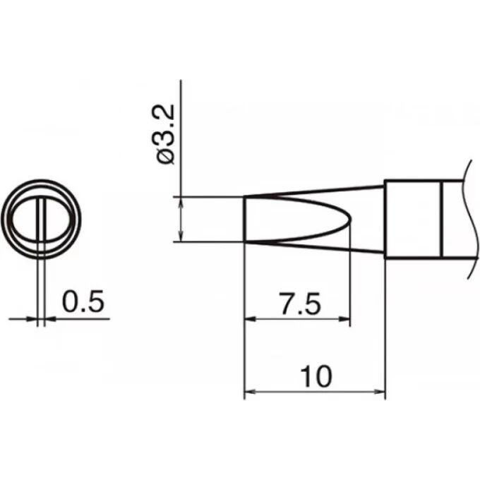 Паяльное жало клиновидное HAKKO T36 ⌀3.2×10 мм T36-DL32