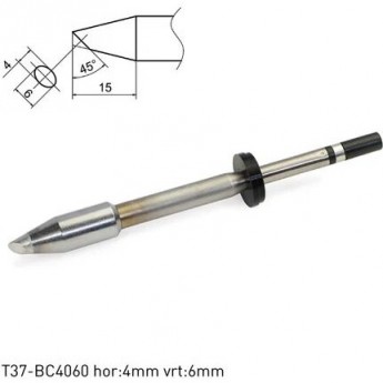 Паяльное жало коническое со скосом HAKKO T37 для паяльника FX8004 ⌀4×6×15 мм 45° T37-BC4060