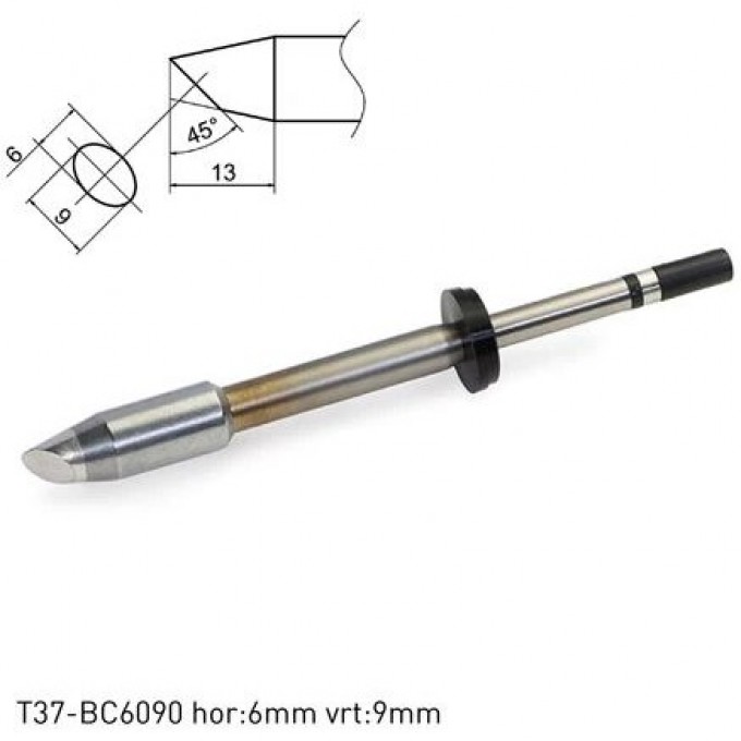 Паяльное жало HAKKO коническое со скосом ⌀6×9×13 мм 45° T37-BC6090