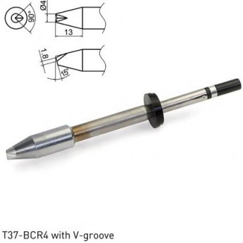 Паяльное жало HAKKO T37 сложной формы с V-образной канавкой для паяльника FX8004 ⌀4×13 мм 15° T37-BCR4