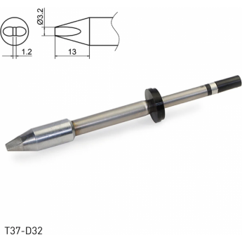 Паяльное жало HAKKO T37 клиновидное для паяльника FX8004 Ø3.2×1.2×13 мм T37-D32