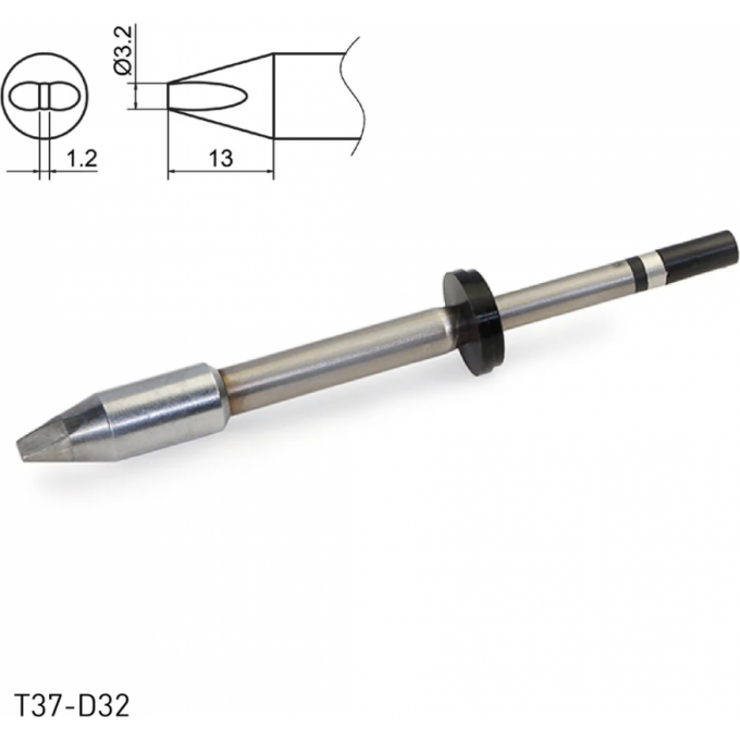 Паяльное жало HAKKO T37 клиновидное для паяльника FX8004 Ø3.2×1.2×13 мм T37-D32