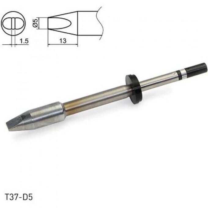 Паяльное жало HAKKO T37 клиновидное для паяльника FX8004 ⌀5×1.5×13 мм T37-D5