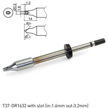 Паяльное жало HAKKO T37 сложной формы с проушиной ⌀3.2×14 мм 45° для FX8004 T37-DR1632